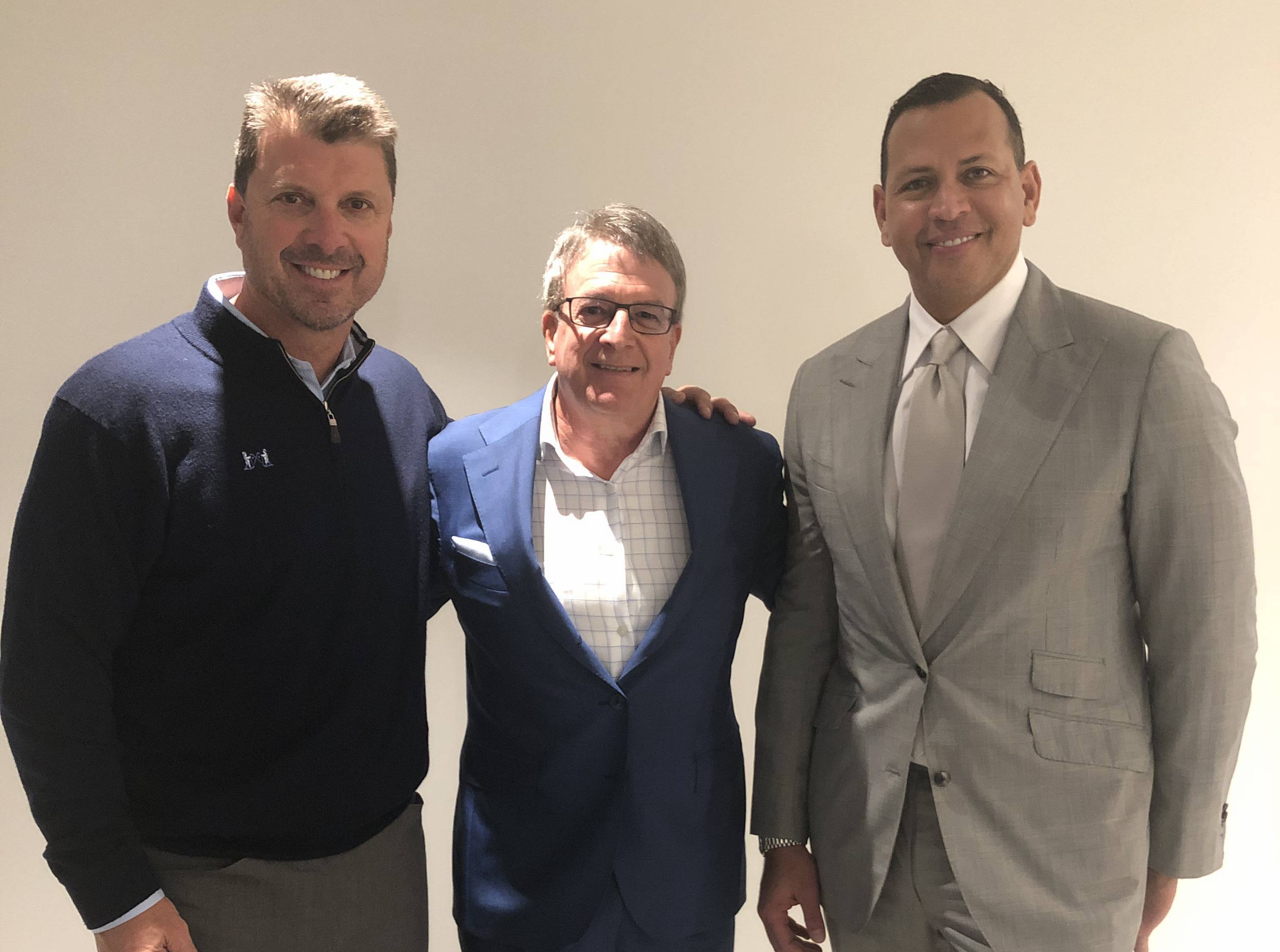 Alex Rodriguez and Tino Martinez at the 2019 ICAP Charity Day event